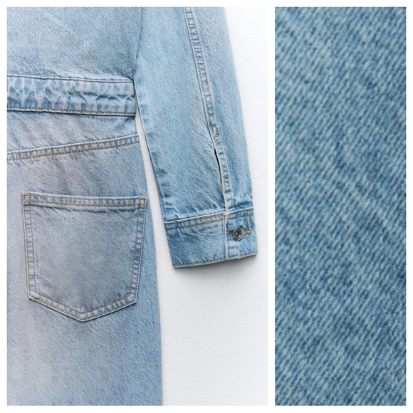 NWT. Zara Z1975 Pink Color Washed Effect Dyed Denim Jumpsuit. Size M. - Picture 9 of 14